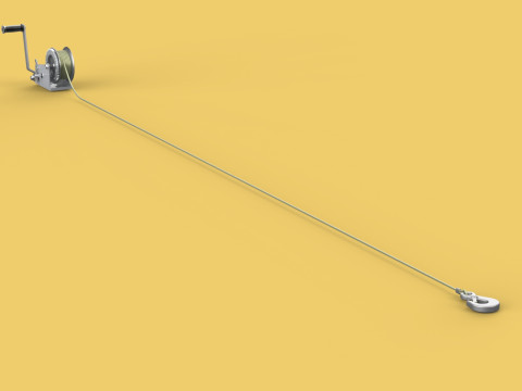 HEAVY DUTY HAND LEVER CRANK WINCH LONG STEEL CABLE ROPE SLING 3D Model