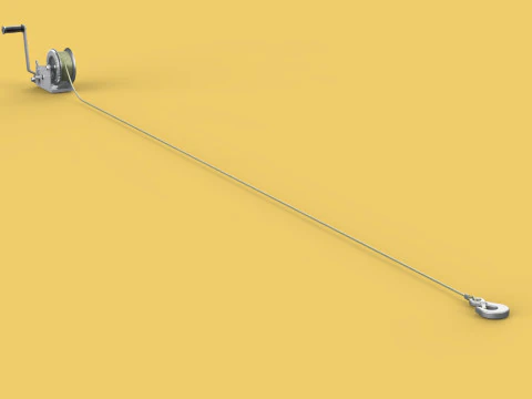 HEAVY DUTY HAND LEVER CRANK WINCH LONG STEEL CABLE ROPE SLING 3D Model