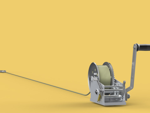 HEAVY DUTY HAND LEVER CRANK WINCH LONG STEEL CABLE ROPE SLING 3D Model