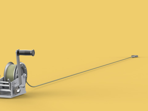 HEAVY DUTY HAND LEVER CRANK WINCH LONG STEEL CABLE ROPE SLING 3D Model