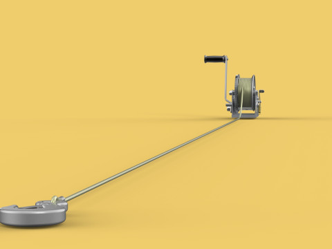 HEAVY DUTY HAND LEVER CRANK WINCH LONG STEEL CABLE ROPE SLING 3D Model