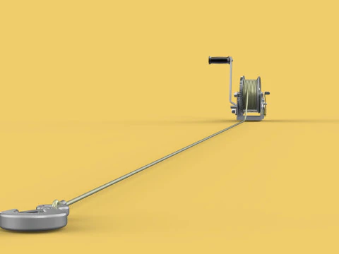 HEAVY DUTY HAND LEVER CRANK WINCH LONG STEEL CABLE ROPE SLING 3D Model