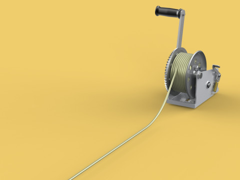 HEAVY DUTY HAND LEVER CRANK WINCH LONG STEEL CABLE ROPE SLING 3D Model