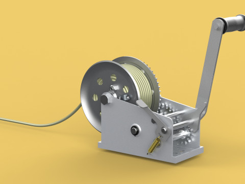 HEAVY DUTY HAND LEVER CRANK WINCH LONG STEEL CABLE ROPE SLING 3D Model