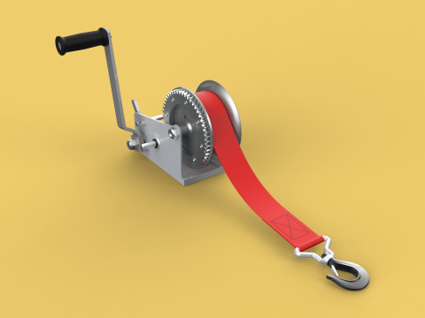 STANDARD MANUAL HAND LEVER CRANK WINCH HOIST BELT LIFTING CRANE 3D Model