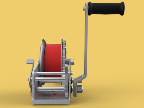 STANDARD MANUAL HAND LEVER CRANK WINCH HOIST BELT LIFTING CRANE 3D मॉडल