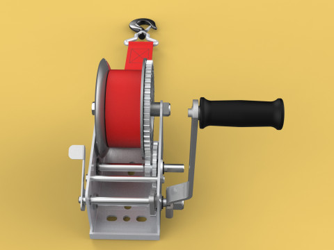 STANDARD MANUAL HAND LEVER CRANK WINCH HOIST BELT LIFTING CRANE 3D मॉडल