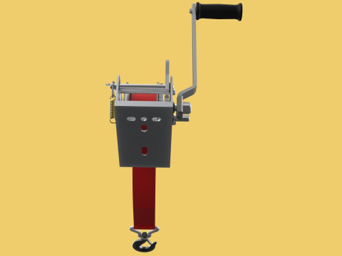 STANDARD MANUAL HAND LEVER CRANK WINCH HOIST BELT LIFTING CRANE 3D मॉडल