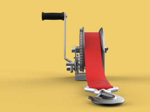 STANDARD MANUAL HAND LEVER CRANK WINCH HOIST BELT LIFTING CRANE 3D मॉडल