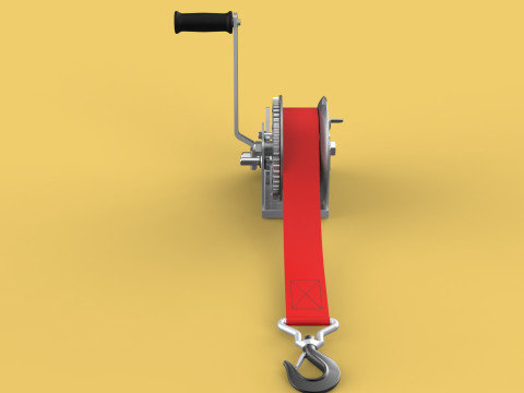 STANDARD MANUAL HAND LEVER CRANK WINCH HOIST BELT LIFTING CRANE 3D मॉडल