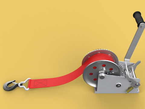 STANDARD MANUAL HAND LEVER CRANK WINCH HOIST BELT LIFTING CRANE 3D मॉडल