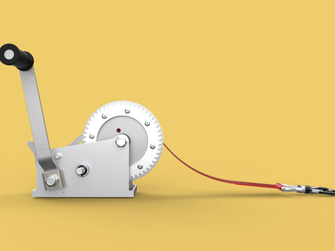 STANDARD MANUAL HAND LEVER CRANK WINCH HOIST BELT LIFTING CRANE 3D मॉडल
