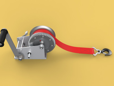 STANDARD MANUAL HAND LEVER CRANK WINCH HOIST BELT LIFTING CRANE 3D मॉडल