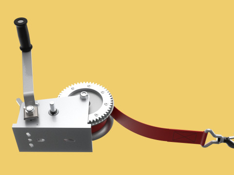 STANDARD MANUAL HAND LEVER CRANK WINCH HOIST BELT LIFTING CRANE 3D मॉडल