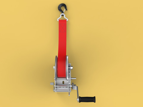 STANDARD MANUAL HAND LEVER CRANK WINCH HOIST BELT LIFTING CRANE 3D मॉडल