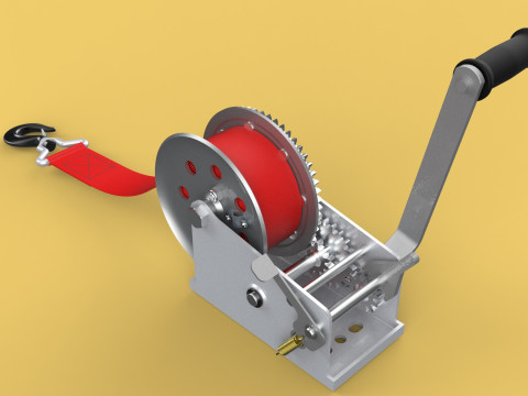 STANDARD MANUAL HAND LEVER CRANK WINCH HOIST BELT LIFTING CRANE 3D मॉडल