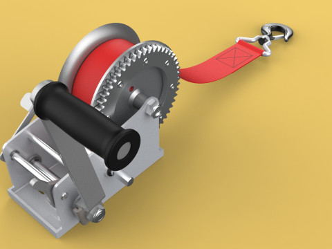 STANDARD MANUAL HAND LEVER CRANK WINCH HOIST BELT LIFTING CRANE 3D मॉडल