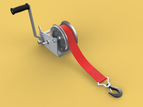 STANDARD MANUAL HAND LEVER CRANK WINCH HOIST BELT LIFTING CRANE 3D मॉडल