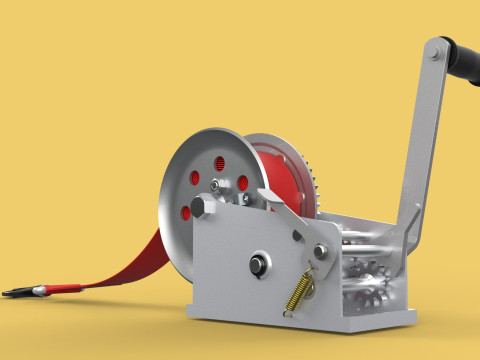 STANDARD MANUAL HAND LEVER CRANK WINCH HOIST BELT LIFTING CRANE 3D मॉडल