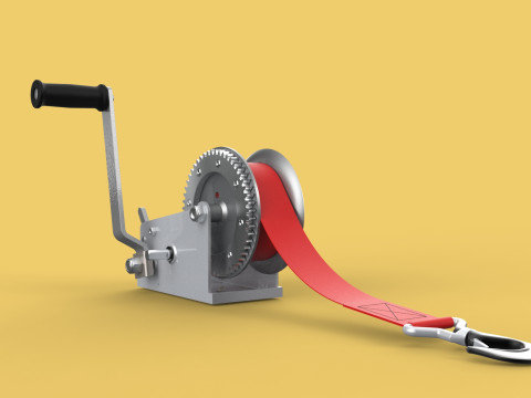 STANDARD MANUAL HAND LEVER CRANK WINCH HOIST BELT LIFTING CRANE 3D मॉडल