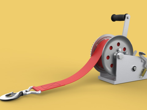 STANDARD MANUAL HAND LEVER CRANK WINCH HOIST BELT LIFTING CRANE 3D मॉडल