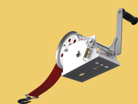 STANDARD MANUAL HAND LEVER CRANK WINCH HOIST BELT LIFTING CRANE 3D मॉडल