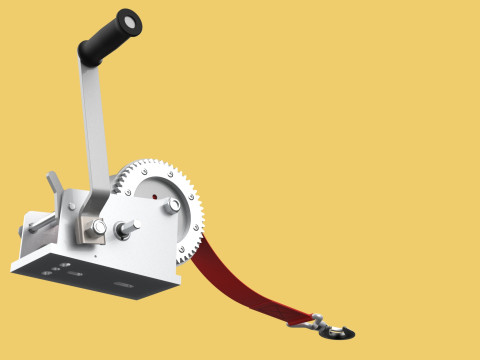 STANDARD MANUAL HAND LEVER CRANK WINCH HOIST BELT LIFTING CRANE 3D मॉडल