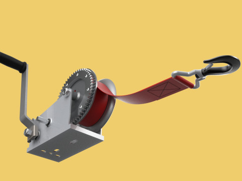 STANDARD MANUAL HAND LEVER CRANK WINCH HOIST BELT LIFTING CRANE 3D मॉडल