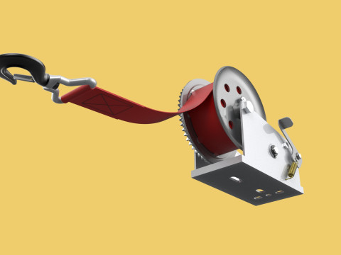 STANDARD MANUAL HAND LEVER CRANK WINCH HOIST BELT LIFTING CRANE 3D मॉडल
