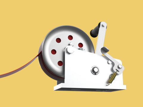 STANDARD MANUAL HAND LEVER CRANK WINCH HOIST BELT LIFTING CRANE 3D मॉडल
