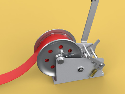 STANDARD MANUAL HAND LEVER CRANK WINCH HOIST BELT LIFTING CRANE 3D मॉडल