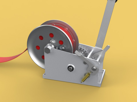 STANDARD MANUAL HAND LEVER CRANK WINCH HOIST BELT LIFTING CRANE 3D मॉडल