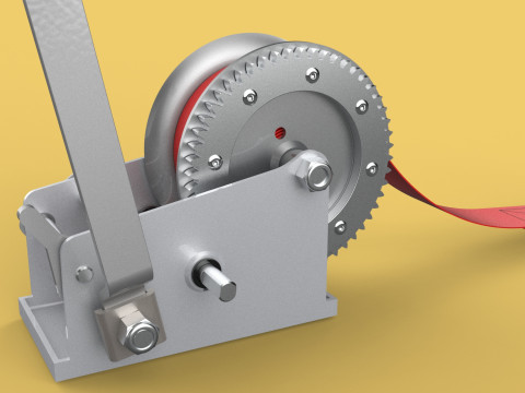 STANDARD MANUAL HAND LEVER CRANK WINCH HOIST BELT LIFTING CRANE 3D मॉडल