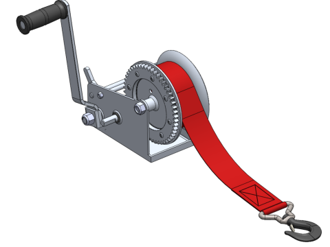 STANDARD MANUAL HAND LEVER CRANK WINCH HOIST BELT LIFTING CRANE 3D मॉडल
