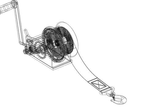 STANDARD MANUAL HAND LEVER CRANK WINCH HOIST BELT LIFTING CRANE 3D मॉडल