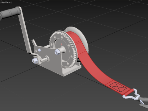 STANDARD MANUAL HAND LEVER CRANK WINCH HOIST BELT LIFTING CRANE 3D मॉडल