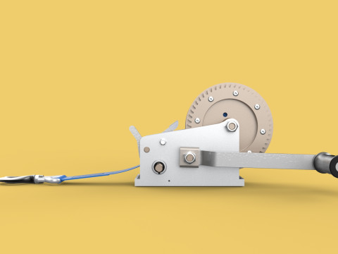 MANUAL ROTARY HAND CRANK WINCH HOIST BELT WEBBING STRAP CRANE 3D Model
