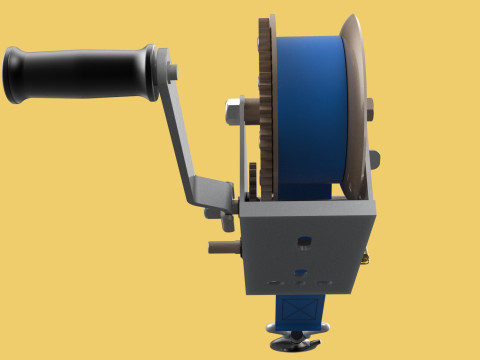MANUAL ROTARY HAND CRANK WINCH HOIST BELT WEBBING STRAP CRANE 3D Model