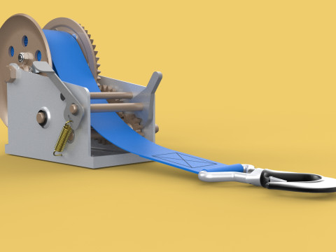 MANUAL ROTARY HAND CRANK WINCH HOIST BELT WEBBING STRAP CRANE 3D Model