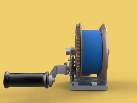 MANUAL ROTARY HAND CRANK WINCH HOIST BELT WEBBING STRAP CRANE 3D Model