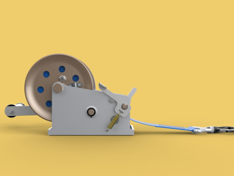 MANUAL ROTARY HAND CRANK WINCH HOIST BELT WEBBING STRAP CRANE 3D Model