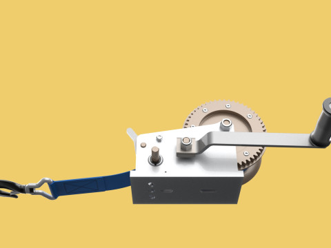 MANUAL ROTARY HAND CRANK WINCH HOIST BELT WEBBING STRAP CRANE 3D Model