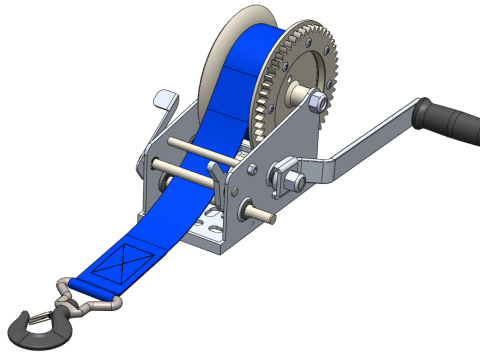 MANUAL ROTARY HAND CRANK WINCH HOIST BELT WEBBING STRAP CRANE 3D Model