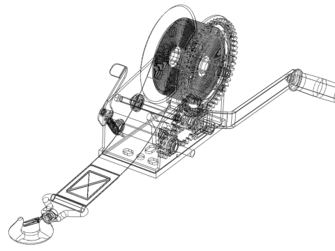 MANUAL ROTARY HAND CRANK WINCH HOIST BELT WEBBING STRAP CRANE 3D Model