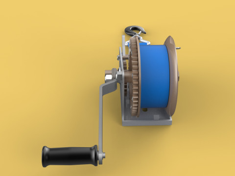 MANUAL ROTARY HAND CRANK WINCH HOIST BELT WEBBING STRAP CRANE 3D Model