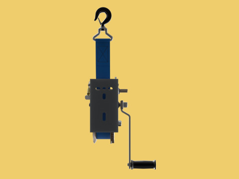 MANUAL ROTARY HAND CRANK WINCH HOIST BELT WEBBING STRAP CRANE 3D Model