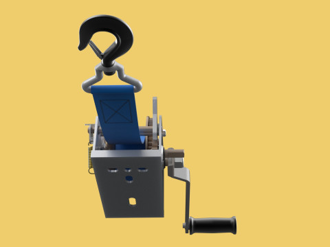 MANUAL ROTARY HAND CRANK WINCH HOIST BELT WEBBING STRAP CRANE 3D Model