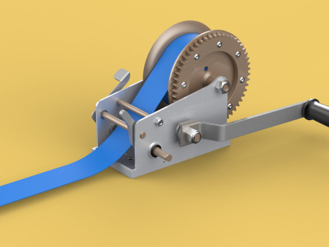 HAND LEVER CRANK WINCHES HOIST BELT WEBBING STRAP LIFT CRANE TON 3D Model