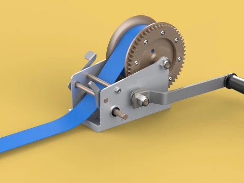 HAND LEVER CRANK WINCHES HOIST BELT WEBBING STRAP LIFT CRANE TON 3D Model