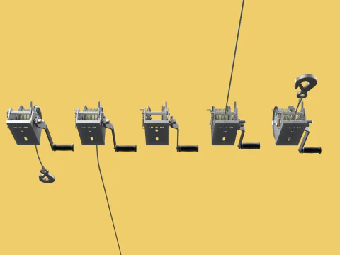 WINCHES HAND CRANK WINCH HOIST WIRE LIFTER ROPE SLING HOOK CRANE 3D Model